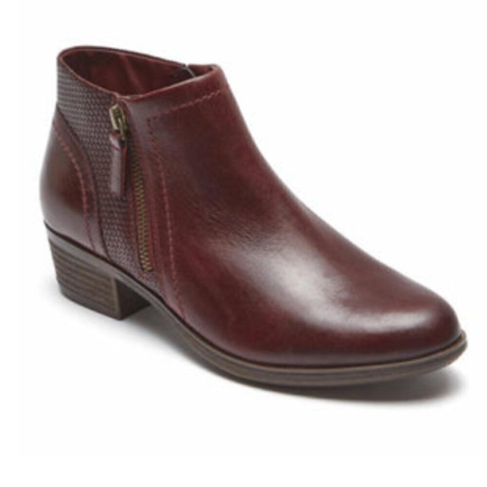 Rockport Cobb Hill Oliana Brown Leather Ankle Booties Sz 10M NWT Zipper Boots